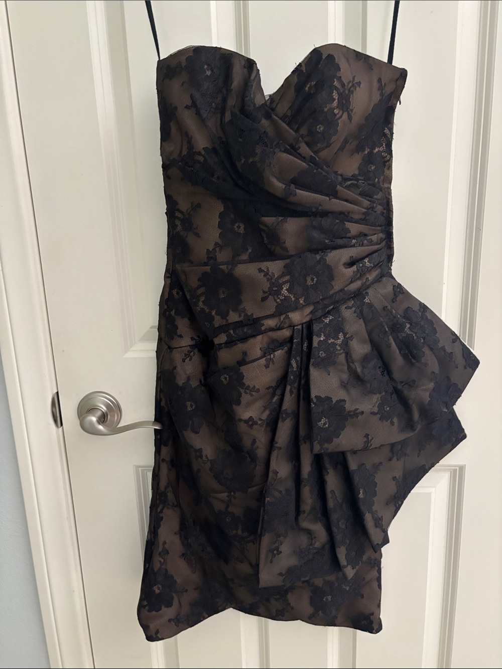 Lillie Rubin Black Lace Strapless Cocktail Dress